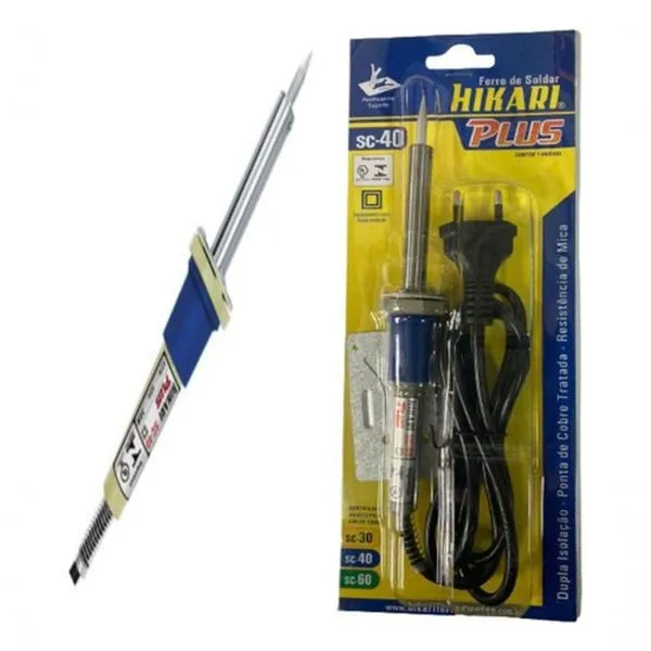 Ferro de Soldar Hikari Plus SC-40 para Trabalhos Delicados com Potência 34W e Temperatura Até 410oC Higipack Ferro de Soldar Hikari Plus SC-40 34W 410ºC Profissional para Trabalhos Delicados Higipack