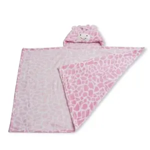 Manta Bebê Loaní Com Capuz Girafa Rosa 70x100cm 8002 (MP)