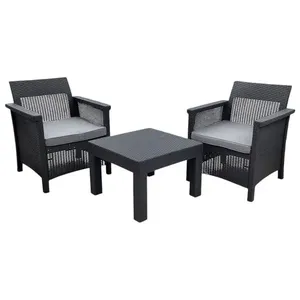 Conjunto Para Jardim Ideal 3 Peças Mesa E Cadeiras Cinza Y-BI