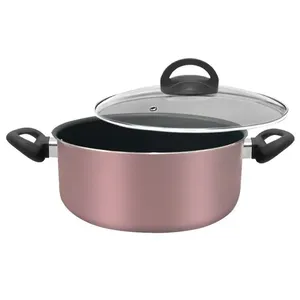 Caçarola 24cm Alumínio Antiaderente Tampa de Vidro Rose 2032409 - Alumínio Marpal