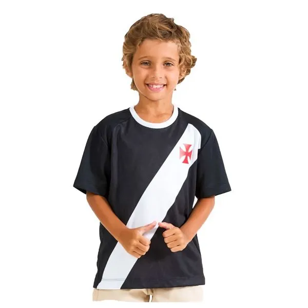 Camisa Juvenil Vasco 12 Anos Braziline Principia Preto Branco (MP)