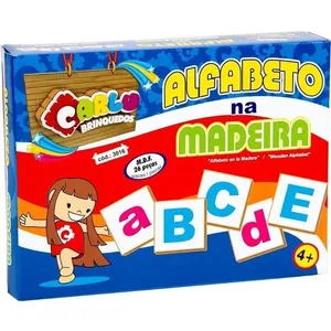 Brinquedo Pedagógico Alfabeto na Madeira com 26 Peças em MDF Amadeirado Carlu Brinquedos Brinquedo Pedagógico Alfabeto Madeira 26 Peças MDF Carlu Brinquedos