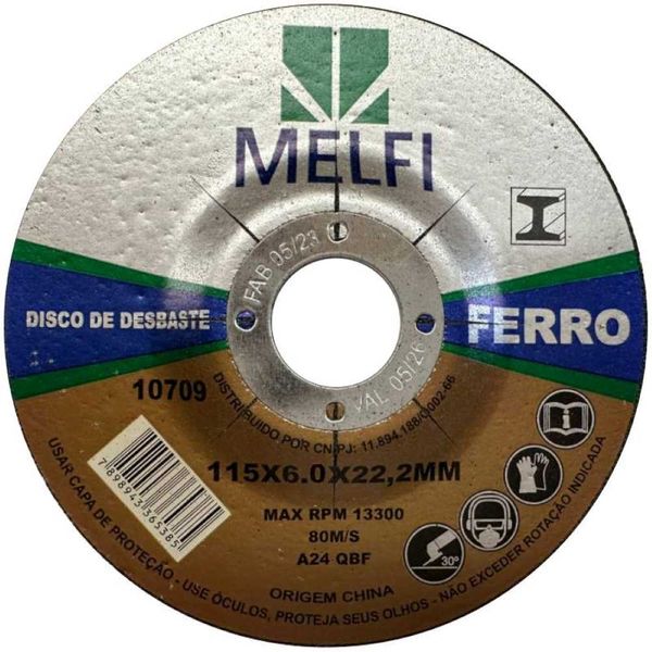 Disco para Desbastar Ferro Melfi Disco para Desbastar Ferro 115x5,0x22,23mm 10709 Melfi
