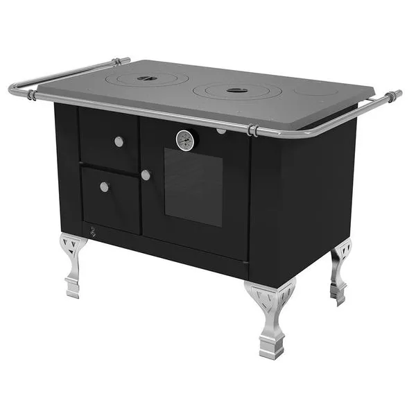Fogão a Lenha Elegance Master N°01 Direito Preto com Forno Chapa de Ferro Fundido Elevare Industrial Fogão a Lenha Elegance Master N°01 Direito Preto com Forno Elevare Industrial