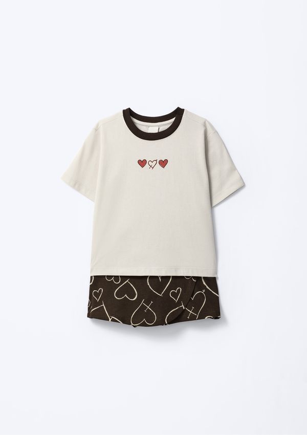 Conjunto Curto Infantil Menina Estampado - Cinza 016