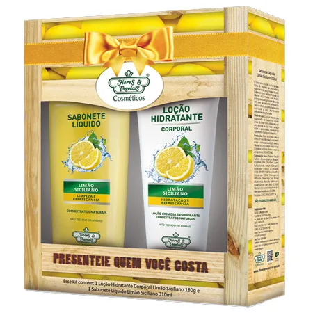 Kit Loção Hidratante Corporal + Sabonete Liquido Flores e Vegetais Limão Siciliano