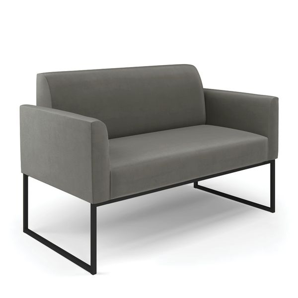 Sofá Namoradeira Base Industrial Preto Marisa Suede Grafite D03 - D'Rossi