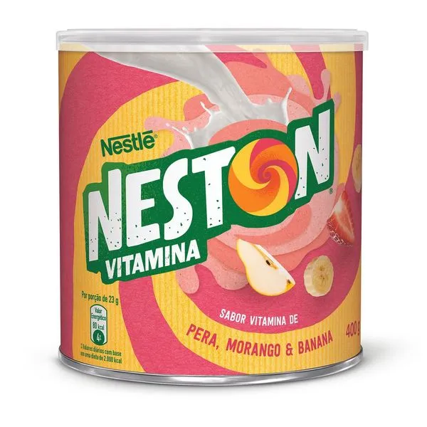 NESTON Vitamina Pó Cereal Infantil Nestlé Morango Pera e Banana 400g
