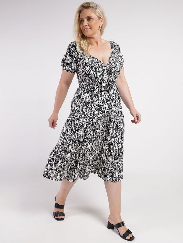Vestido Midi Autentique Plus Size Feminino PRETO G1