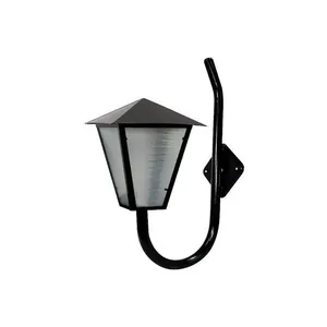 Luminária de Parede Romana Braço Curvo em Alumínio Fundido Preto 56x31cm para Fachadas Ouro Minas Luminária de Parede Romana Braço Curvo em Alumínio Fundido Preto para Áreas Externas Ouro Minas