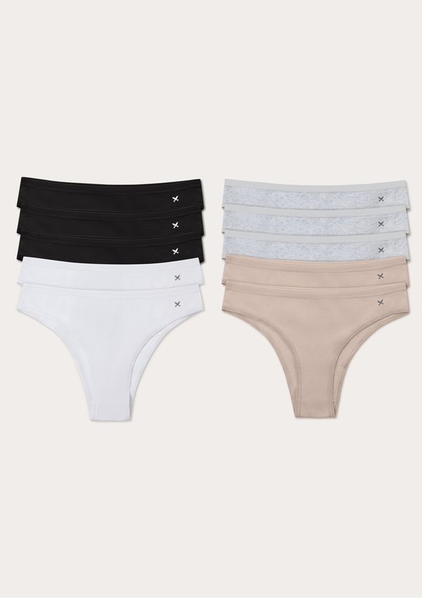 Kit 10 Calcinhas Básicas Tanga Em Algodão - Multicolorido XXG