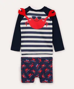 conjunto infantil proteção uv caranguejo listrado azul 1