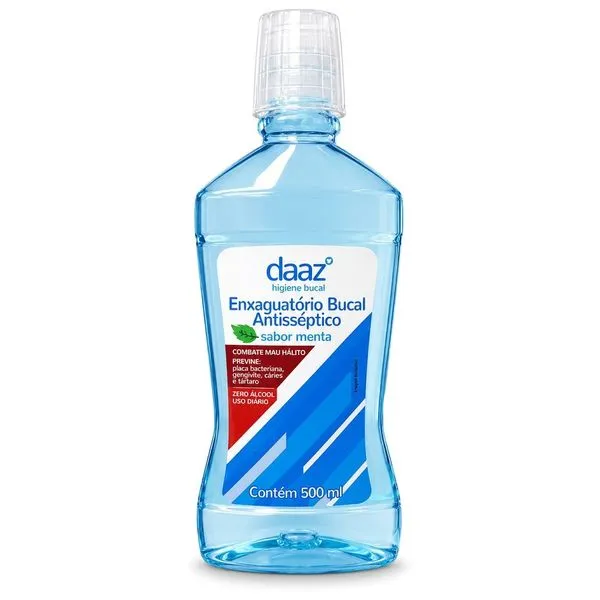 Enxaguante Bucal Antisséptico Daaz Sabor Menta Sem Álcool 500ml