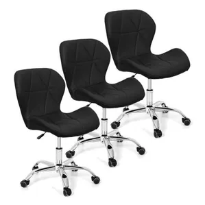 3 CADEIRAS SLIM PRETAS COM RODAS