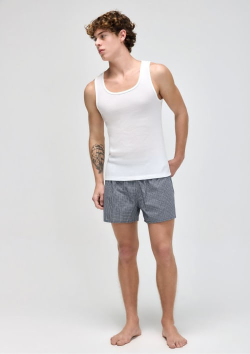Pijama Curto Masculino Com Samba Canção - Azul M