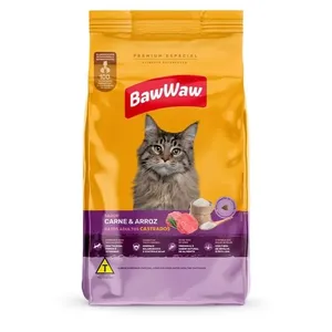 Ração Baw Waw Gato Castrado Carne e Arroz 900g