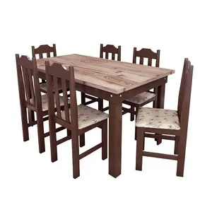 Conjunto Mesa com 6 Cadeiras Pop Talismã Hrebos Tabaco/Bege
