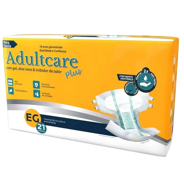 Fralda Geriátrica Adultcare Plus - Tamanho EG - Com 21 fraldas