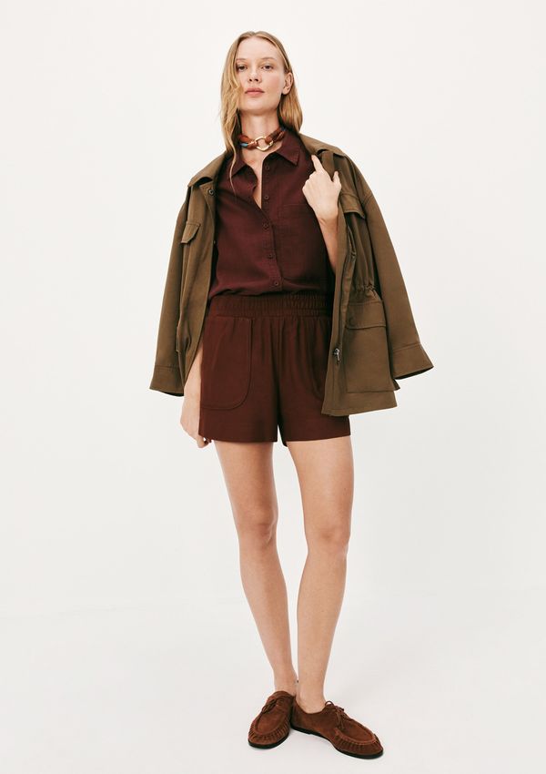 Shorts Feminino Em Viscose Creponada - Marsala XP
