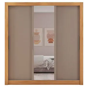 Guarda Roupa com Espelhos 3 Portas 4 Gavetas Santiago Caemmun Lamina mel/off/cacao
