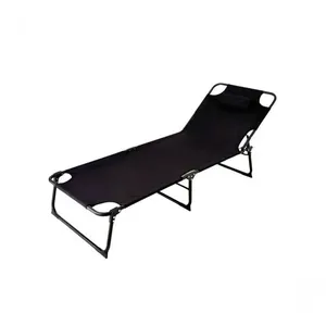 Espreguiçadeira Dobrável Praia Piscina Aço 1,80m Assento Tipo Cama Resistente à Água Preto Jac Pack Espreguiçadeira Dobrável Praia Piscina Aço 1,80m Assento Tipo Cama Preto Jac Pack