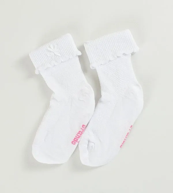 Meia com Bordado Branca - Tam. 18 a 25 Branco - 18 a 21