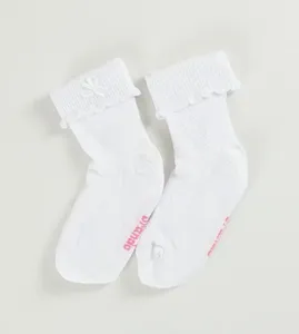 Meia com Bordado Branca - Tam. 18 a 25 Branco - 18 a 21