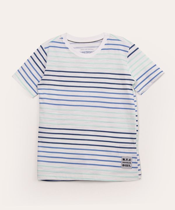 camiseta infantil listrada manga curta off white 4