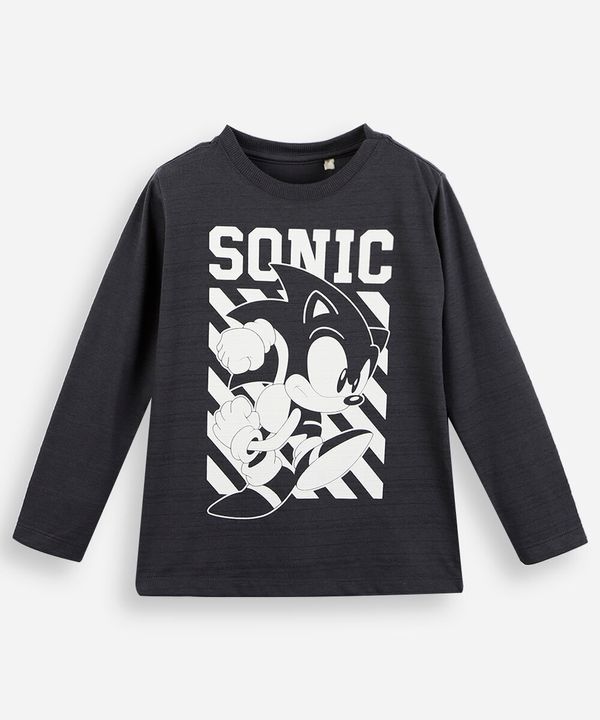 blusa infantil de algodão manga longa sonic cinza 8