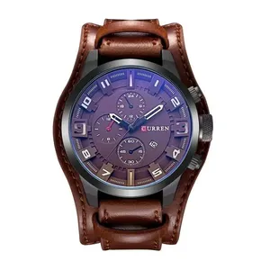 Relógio Masculino Esportivo Curren Pulseira de Couro Marrom com Design Moderno e Elegante Relógio Esportivo Masculino Curren Pulseira de Couro Marrom com Estilo Sofisticado