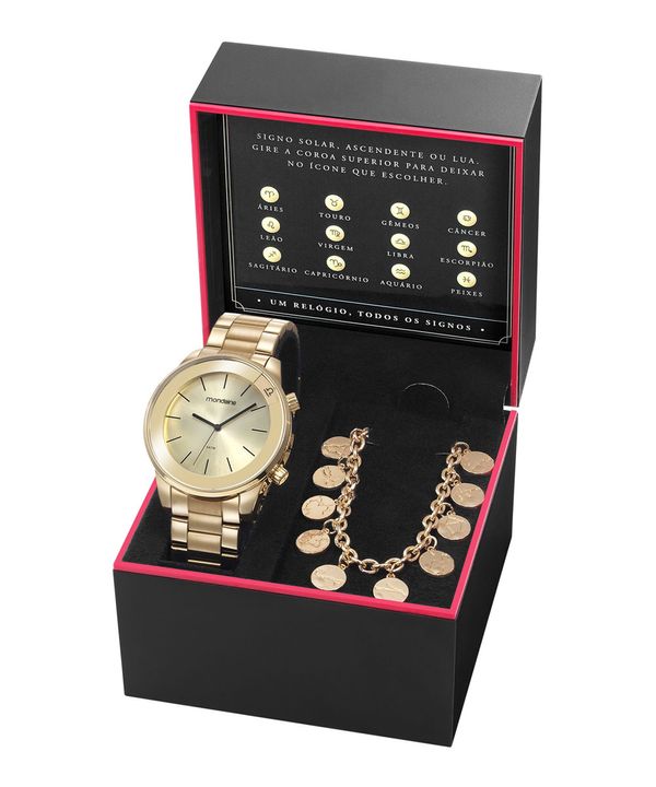 Kit de Relógio Analógico Mondaine Feminino + Pulseira - 32149LPMKDE1K1 DOURADO Único