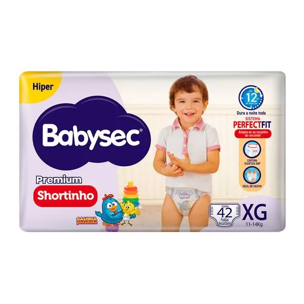 Fralda Descartável Babysec Premium Shortinho Hiper XG 42 Unidades