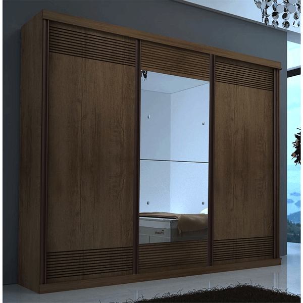 Guarda-Roupa Casal Penedo em MDF 3 Portas 6 Gavetas Bom Pastor Café