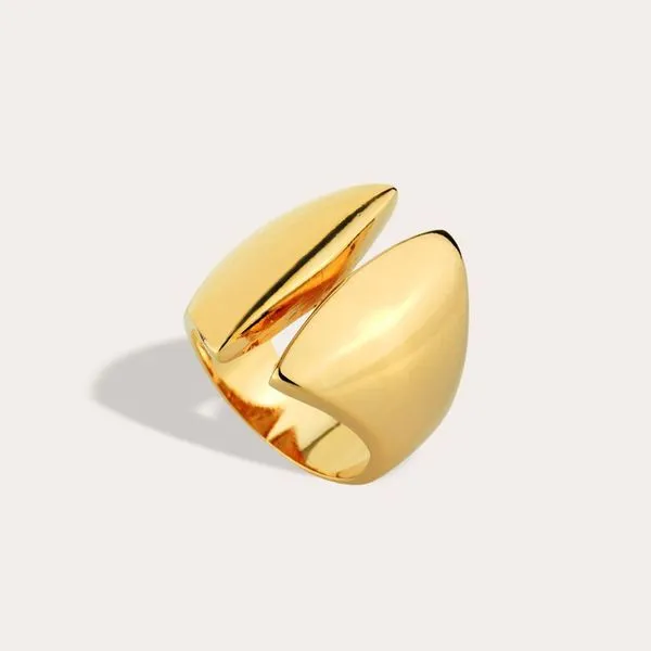 Anel Semijoia Milliá Bold Espelhado Aro Aberto Regulável Banho de Ouro 18K Aro 22 Feminino Anel Semijoia Milliá Bold Espelhado Aro Aberto Banho de Ouro 18K Aro 22 Feminino