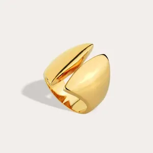Anel Semijoia Milliá Bold Espelhado Aro Aberto Regulável Banho de Ouro 18K Aro 22 Feminino Anel Semijoia Milliá Bold Espelhado Aro Aberto Banho de Ouro 18K Aro 22 Feminino