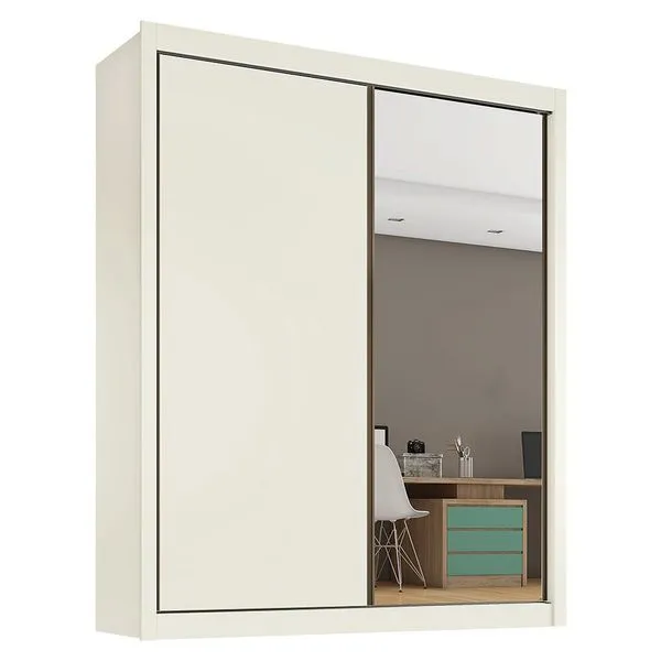 Guarda-Roupa Zurique MDF 2 Portas de Correr 4 Gavetas Europa Off White