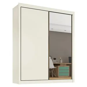 Guarda-Roupa Zurique MDF 2 Portas de Correr 4 Gavetas Europa Off White