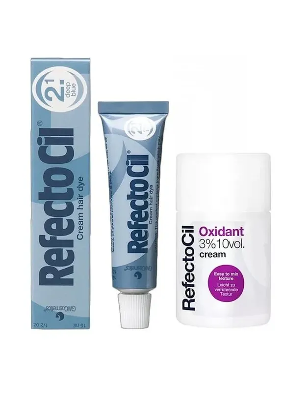 Kit Refectocil 1 Tinta + 1 Oxidante Creme N° 2.1 Azul Profundo