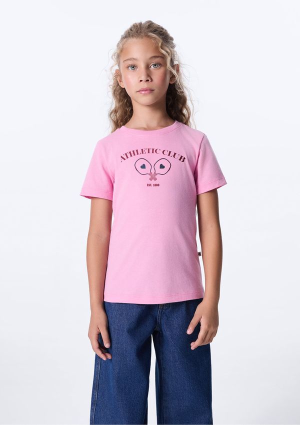 Blusa Infantil Menina Manga Curta Com Estampa - Rosa 006