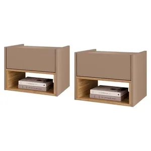 Kit 2 Mesas de Cabeceira Suspensa Florença 1 Gaveta MDF Fendi