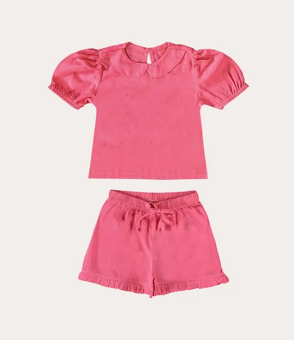 Conjunto Infantil Menina Blusa e Shorts Em Viscose Malwee Kids Rosa - 3