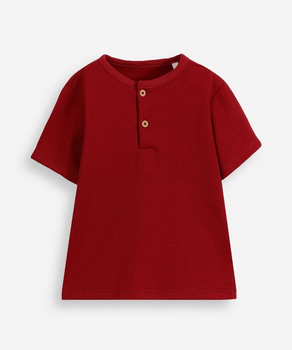 camiseta infantil com botões texturizada vermelha 3