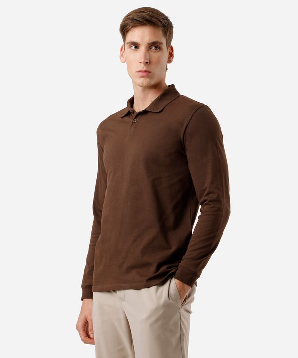 polo masculina de algodão gola canelada marrom P