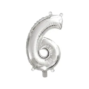 Balão Número 6 Seis Prata Brilhoso 40cm - Brdecor