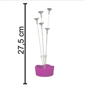 Suporte para Balão com Cachepô Rosa 5 Hastes Fibra EVA e Plástico 27,5CM Piffer & Cia Suporte para Balão com Cachepô Rosa 5 Hastes 27,5CM Piffer & Cia