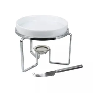 Rechaud para queijo Brie com porcelana Fracalanza 15cm branco