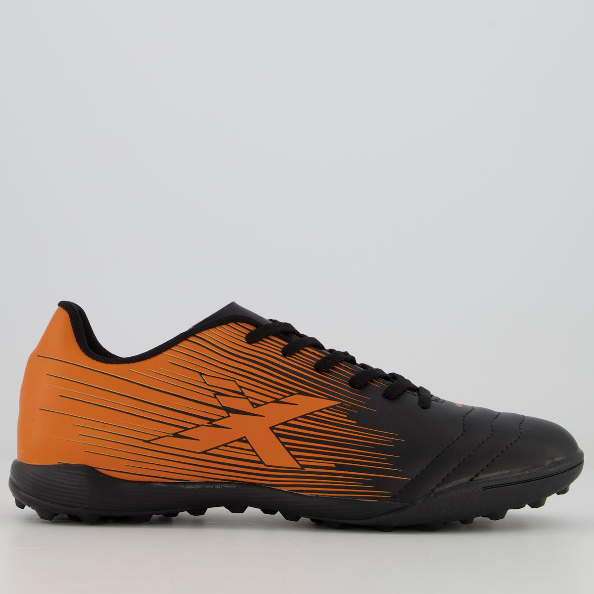 Chuteira Oxn Dynamo Fit Society Preta e Laranja