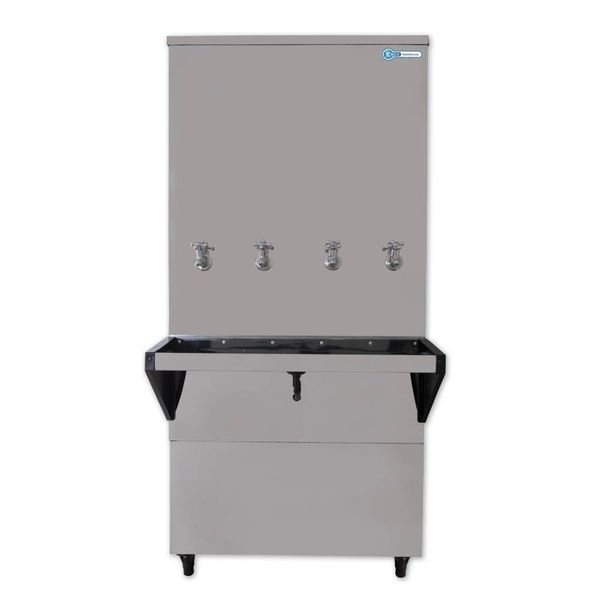 Bebedouro Industrial Coluna Knox 200L 3 Torneiras Geladas 1 Torneira Natural Inox (KX20 NG 4T) Bebedouro Industrial de Coluna KX20-D NG 4T Água Gelada e Natural Inox 220V