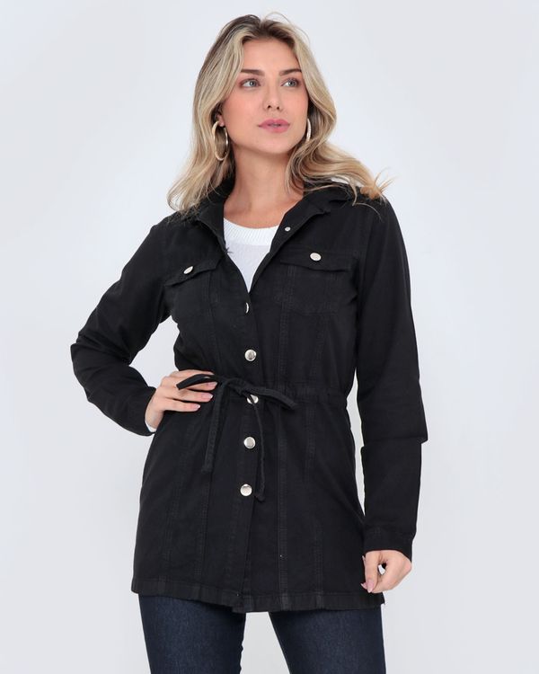 Jaqueta Parka Feminina Sarja Preta G
