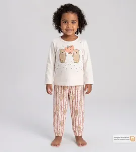 Pijama Ursinhos Amor e Mel Cru - 3
